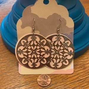 🌸 Gold and Pink Laser Cut Medallion Earrings 🌸